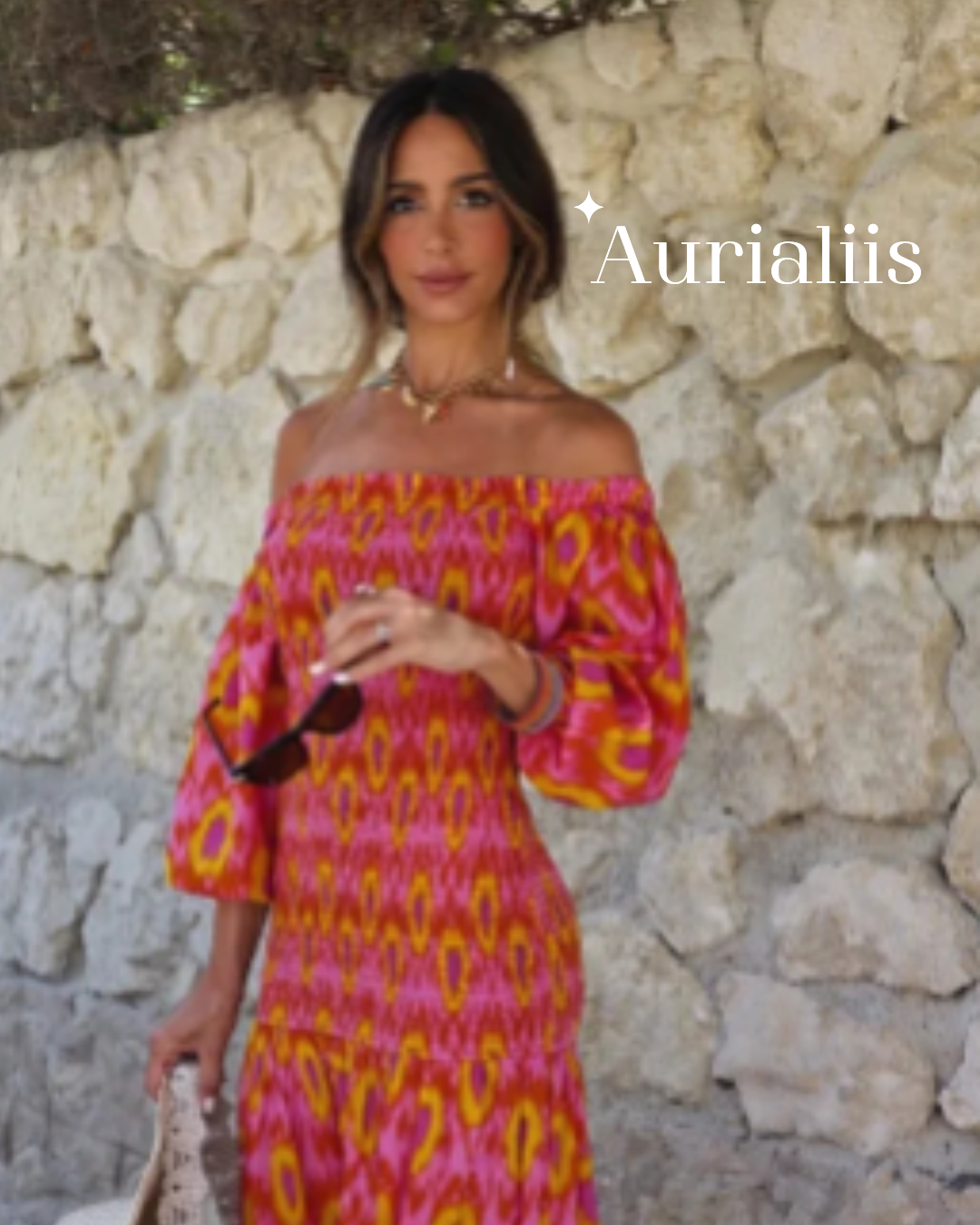 Long off-the-shoulder dress