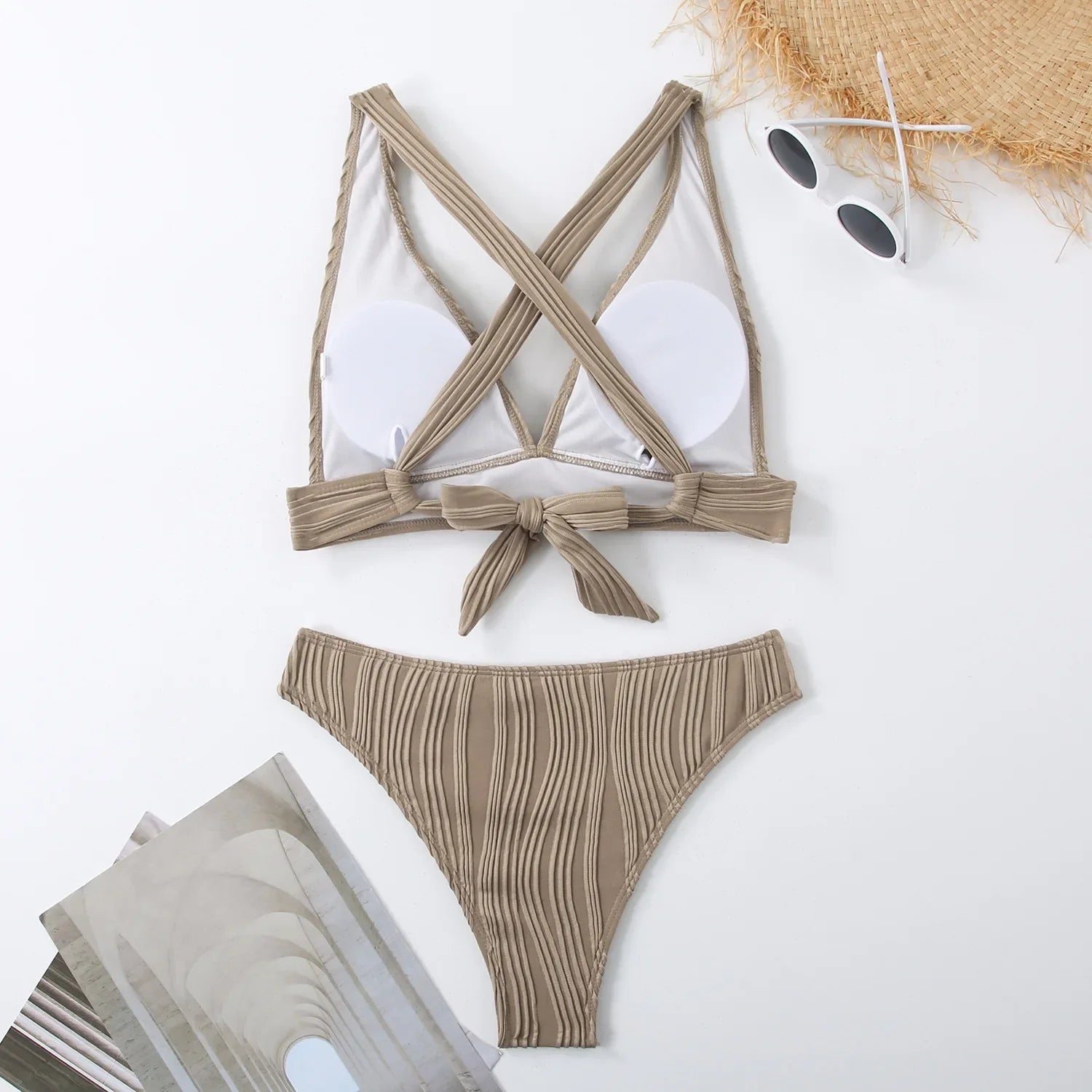 2025 Wrinkled Crinkled Bikini Women Swimwear Female Swimsuit Two-pieces Bikini Set High Cut Bathing Suit Swim Beach Wear Lady - Drezzo Shopping 