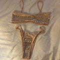 New Bandeau Biquini Sexy Bikini Women Swimsuit 2025 Female Swimwear Shiny Botton Swimming Suit Halter Bodysuit Beach Outfits - Drezzo Shopping 