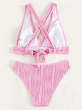 2025 Wrinkled Crinkled Bikini Women Swimwear Female Swimsuit Two-pieces Bikini Set High Cut Bathing Suit Swim Beach Wear Lady - Drezzo Shopping 
