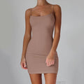 Summer Spaghetti Strap Mini Dress 2025 Women Sexy Bodycon Club Party Dresses Short Female Camisole Solid Black Sheath Sundress - Drezzo Shopping 