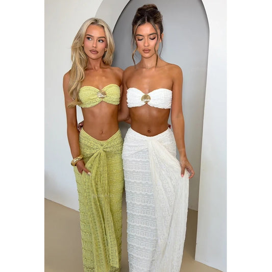 3 Pieces Bikini 2025 Sexy Women Swimsuit Swimwear Female Long Dress Cover Up Bikini Set Beachwear Bathing Suit Swimming Suit - Drezzo Shopping 